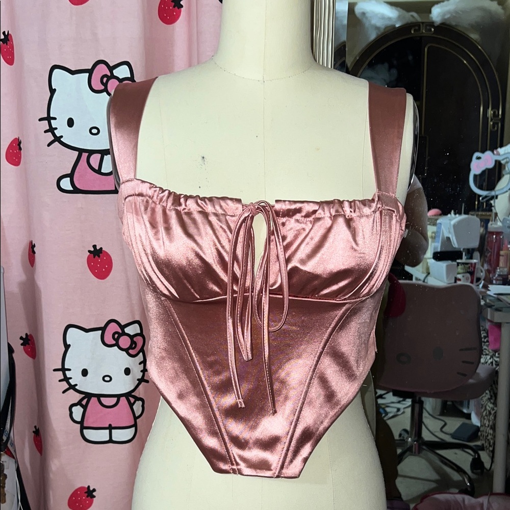 Satin Pink Corset Top